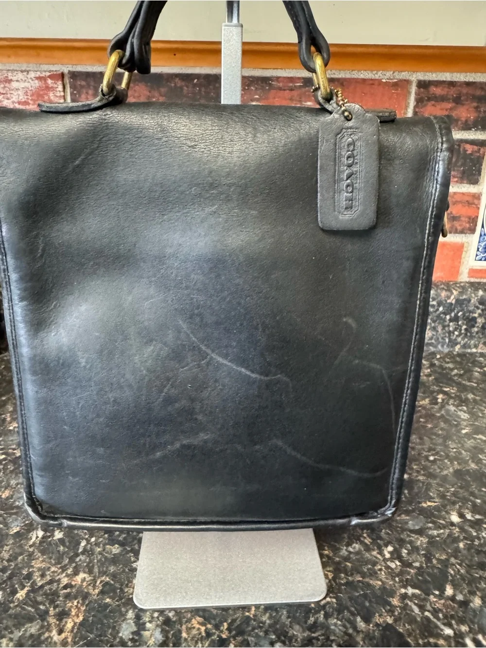 Vintage Coach Station Bag Black Leather Rare Creed Anomaly USA
